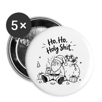 Holy Shit – Überforderter Weihnachtsmann - Buttons groß 56 mm (5er Pack) - Weiß - Vorne