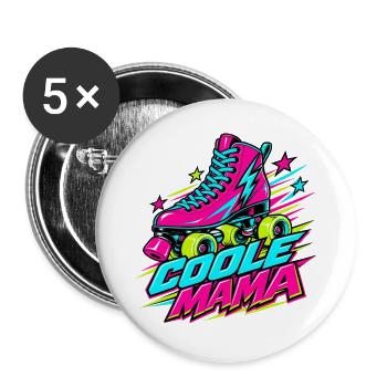 Neon Roller Mama - Buttons groß 56 mm (5er Pack) - Weiß - Vorne