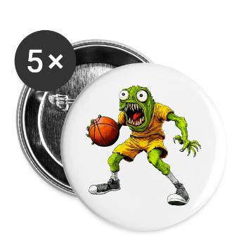 Monster Basketball / Bball Crinche - Buttons groß 56 mm (5er Pack) - Weiß - Vorne