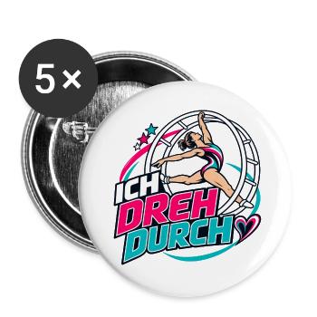 Ich Dreh Durch Rhönrad - Buttons groß 56 mm (5er Pack) - Weiß - Vorne