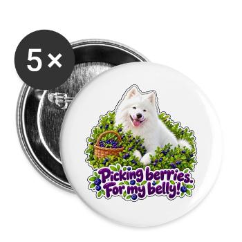 Samojedenhund mit Beeren - Buttons groß 56 mm (5er Pack) - Weiß - Vorne
