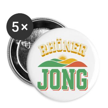 Rhöner Jong - Rhön Heimat Berge Retro - Buttons groß 56 mm (5er Pack) - Weiß - Vorne