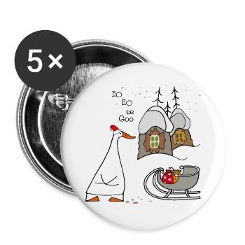 Weihnachtliche Gans  - Buttons groß 56 mm (5er Pack) - Weiß - Vorne