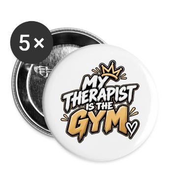 Zitat zur Fitnessstudiotherapie - Buttons groß 56 mm (5er Pack) - Weiß - Vorne