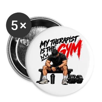 Sportler der Fitnessstudiotherapie - Buttons groß 56 mm (5er Pack) - Weiß - Vorne