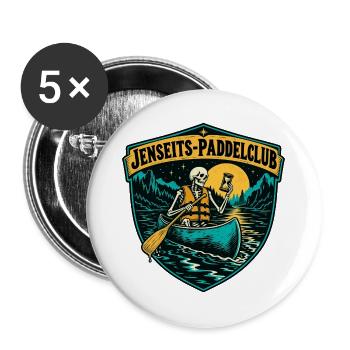 Jenseits-Paddelclub - Buttons groß 56 mm (5er Pack) - Weiß - Vorne