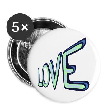 Liebes Neon Schriftzug - Buttons groß 56 mm (5er Pack) - Weiß - Vorne