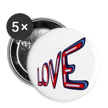 Liebe im Neon-Retro-Stil - Buttons groß 56 mm (5er Pack) - Weiß - Vorne