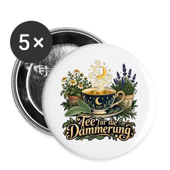 Mondtee: Tee für die Dämmerung - Buttons groß 56 mm (5er Pack) - Weiß - Vorne