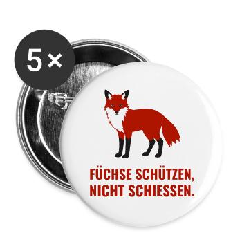 Füchse schützen, nicht schiessen - Buttons groß 56 mm (5er Pack) - Weiß - Vorne