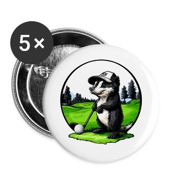 Stinktier Golfspieler - Buttons groß 56 mm (5er Pack) - Weiß - Vorne