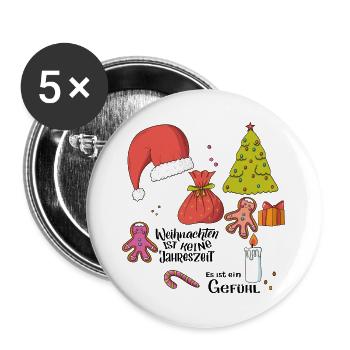Kuschelige Weihnachtszeit - Buttons groß 56 mm (5er Pack) - Weiß - Vorne