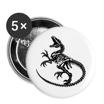 Skelettdrache Schwarzweiß - Buttons groß 56 mm (5er Pack) - Weiß - Vorne