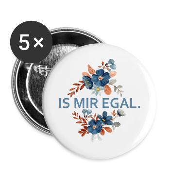 Blumenakzent Is Mir Egal - Buttons groß 56 mm (5er Pack) - Weiß - Vorne