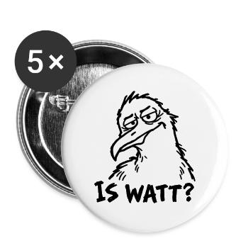 IS WATT? – Misstrauische Möwe - Buttons groß 56 mm (5er Pack) - Weiß - Vorne