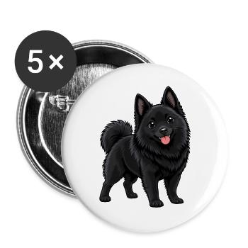 Schipperke Kawaii Style – Süßer kleiner Hund - Buttons groß 56 mm (5er Pack) - Weiß - Vorne