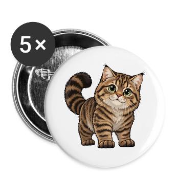 Schottische Wildkatze Kawaii Style - Buttons groß 56 mm (5er Pack) - Weiß - Vorne