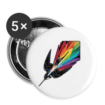 Bunter Vogel Schwalbe - Buttons groß 56 mm (5er Pack) - Weiß - Vorne