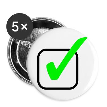 Neon-Grüner Haken Print - Buttons groß 56 mm (5er Pack) - Weiß - Vorne