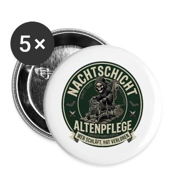 NachtSchicht Altenpflege Grim-Reaper - Buttons groß 56 mm (5er Pack) - Weiß - Vorne
