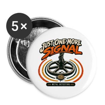 Nur-eines-Signal-Metall-Detektieren-Retro - Buttons groß 56 mm (5er Pack) - Weiß - Vorne