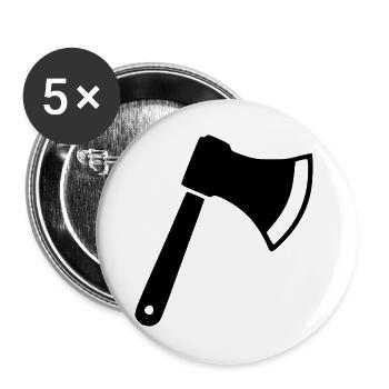 Axt Beil Holzfäller Geschenk  - Buttons groß 56 mm (5er Pack) - Weiß - Vorne