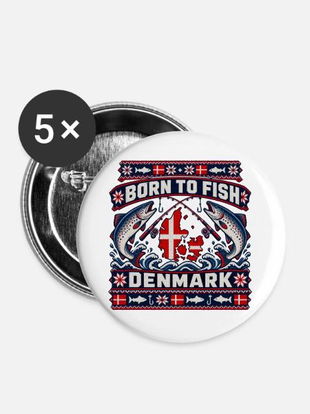Ugly Christmas – Dänemark - Buttons groß 56 mm (5er Pack) - Weiß