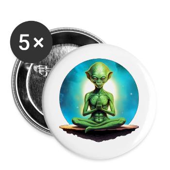 Aliens Yoga / Yogi Alien - Buttons groß 56 mm (5er Pack) - Weiß - Vorne