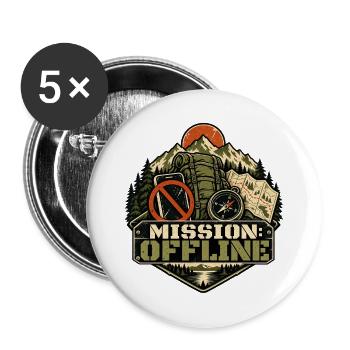 Mission: Offline – Outdoor-Auszeit - Buttons groß 56 mm (5er Pack) - Weiß - Vorne