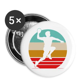 Retro Handball Shirt – Vintage Sonnenuntergang - Buttons groß 56 mm (5er Pack) - Weiß - Vorne
