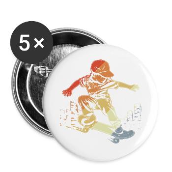 Skateboard Kind Retro - Buttons groß 56 mm (5er Pack) - Weiß - Vorne