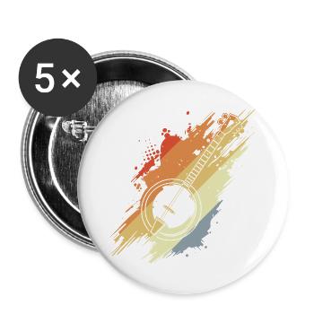 Oldschool Banjo Grafik - Buttons groß 56 mm (5er Pack) - Weiß - Vorne