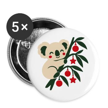 Koala Weihnachten Illustration - Buttons groß 56 mm (5er Pack) - Weiß - Vorne
