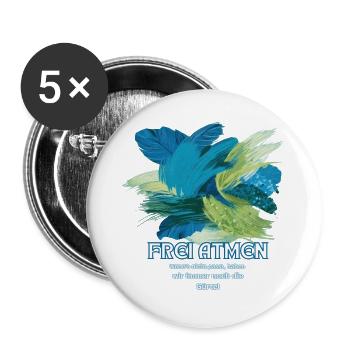 Frei Atmen – Farbexplosion mit Spruch - Buttons groß 56 mm (5er Pack) - Weiß - Vorne