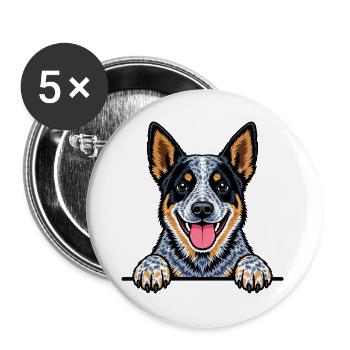 Australian Cattle Dog - Buttons groß 56 mm (5er Pack) - Weiß - Vorne