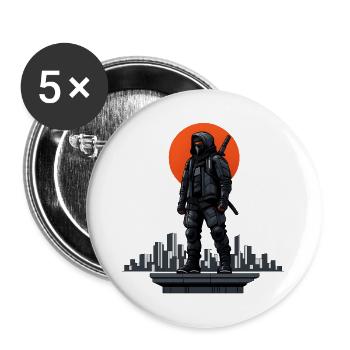 Ninja im Neonmond - Buttons groß 56 mm (5er Pack) - Weiß - Vorne