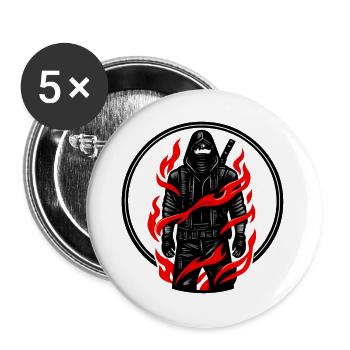 Feuerflamme Schattenkämpfer - Buttons groß 56 mm (5er Pack) - Weiß - Vorne