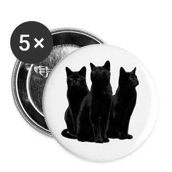 Katzen Halloween - Buttons groß 56 mm (5er Pack) - Weiß - Vorne