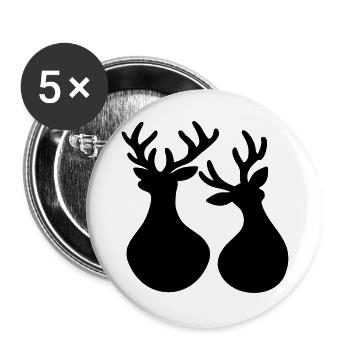 Weihnachten Rentiere minimalistisch - Buttons groß 56 mm (5er Pack) - Weiß - Vorne