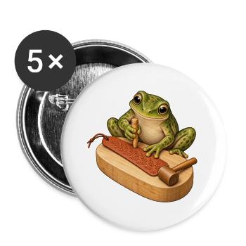 Frosch prägt ein Leder-Lesezeichen - Buttons groß 56 mm (5er Pack) - Weiß - Vorne