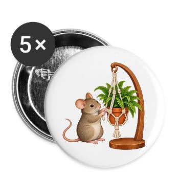 Maus knüpft einen Pflanzenhalter - Buttons groß 56 mm (5er Pack) - Weiß - Vorne