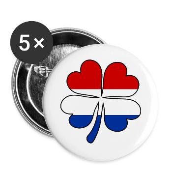 Holland Flagge Kleeblatt - Buttons groß 56 mm (5er Pack) - Weiß - Vorne