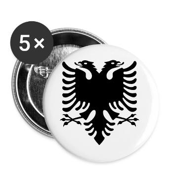Albanische Flagge - Buttons groß 56 mm (5er Pack) - Weiß - Vorne