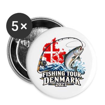 Angeltour Dänemark 2027 - Buttons groß 56 mm (5er Pack) - Weiß - Vorne