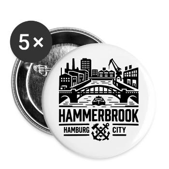 Hammerbrook Hamburg Hafen City Süd - Buttons groß 56 mm (5er Pack) - Weiß - Vorne