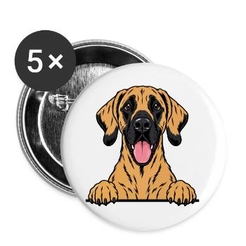 Deutsche Dogge - Buttons groß 56 mm (5er Pack) - Weiß - Vorne