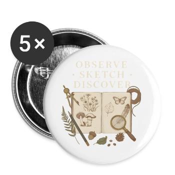 Observe Sketch Discover Naturjournal - Buttons groß 56 mm (5er Pack) - Weiß - Vorne