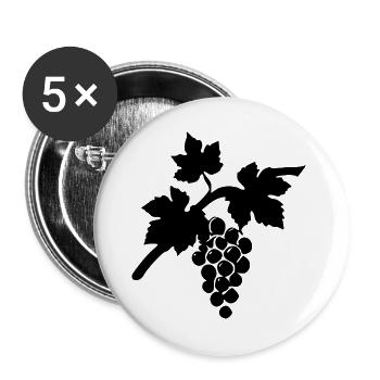 Wein Weinrebe schwarz Geschenk Weintrinker  - Buttons groß 56 mm (5er Pack) - Weiß - Vorne