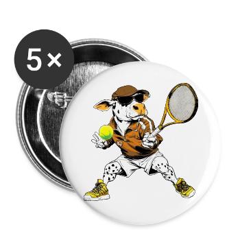 Kühe Tennis - Buttons groß 56 mm (5er Pack) - Weiß - Vorne
