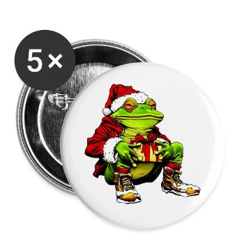 Frösche Weihnachten - Buttons groß 56 mm (5er Pack) - Weiß - Vorne